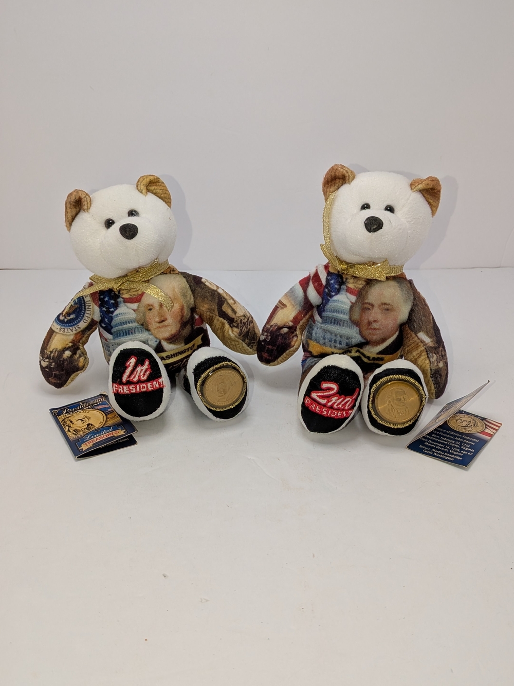 2 President Bears With Coins In Feet John Adams And George Washington 2007